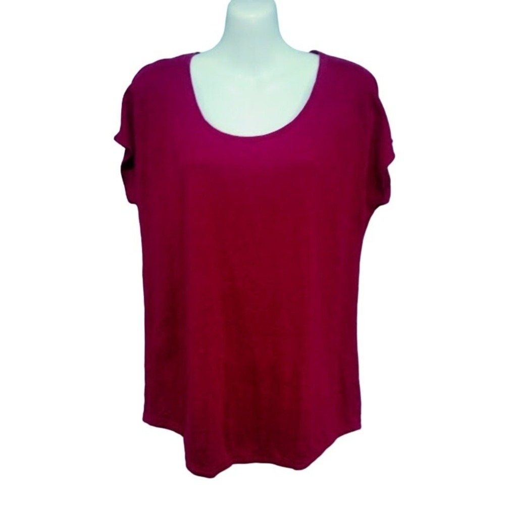 Eileen Fisher‎ Cap Sleeve Linen Knit Top, Cranberry, Sz XS
